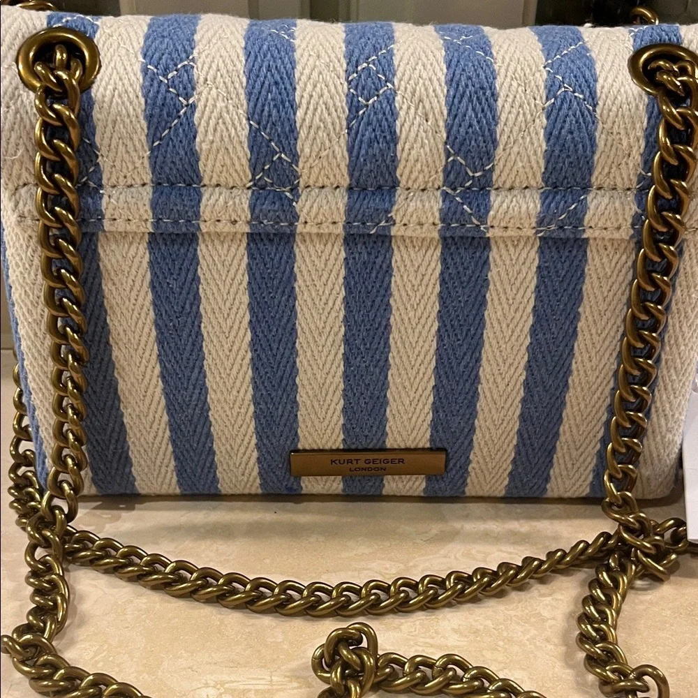 Kurt Geiger Blue and Cream Striped Mini Kensington Bag NWT - Picture 4 of 6